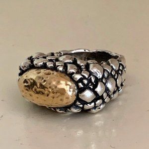 DIAN MALOUF MIXED METAL STERLING & 14K RING